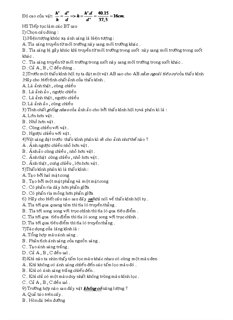 image for page Đề cương ôn tập Vật lý 9 Hay