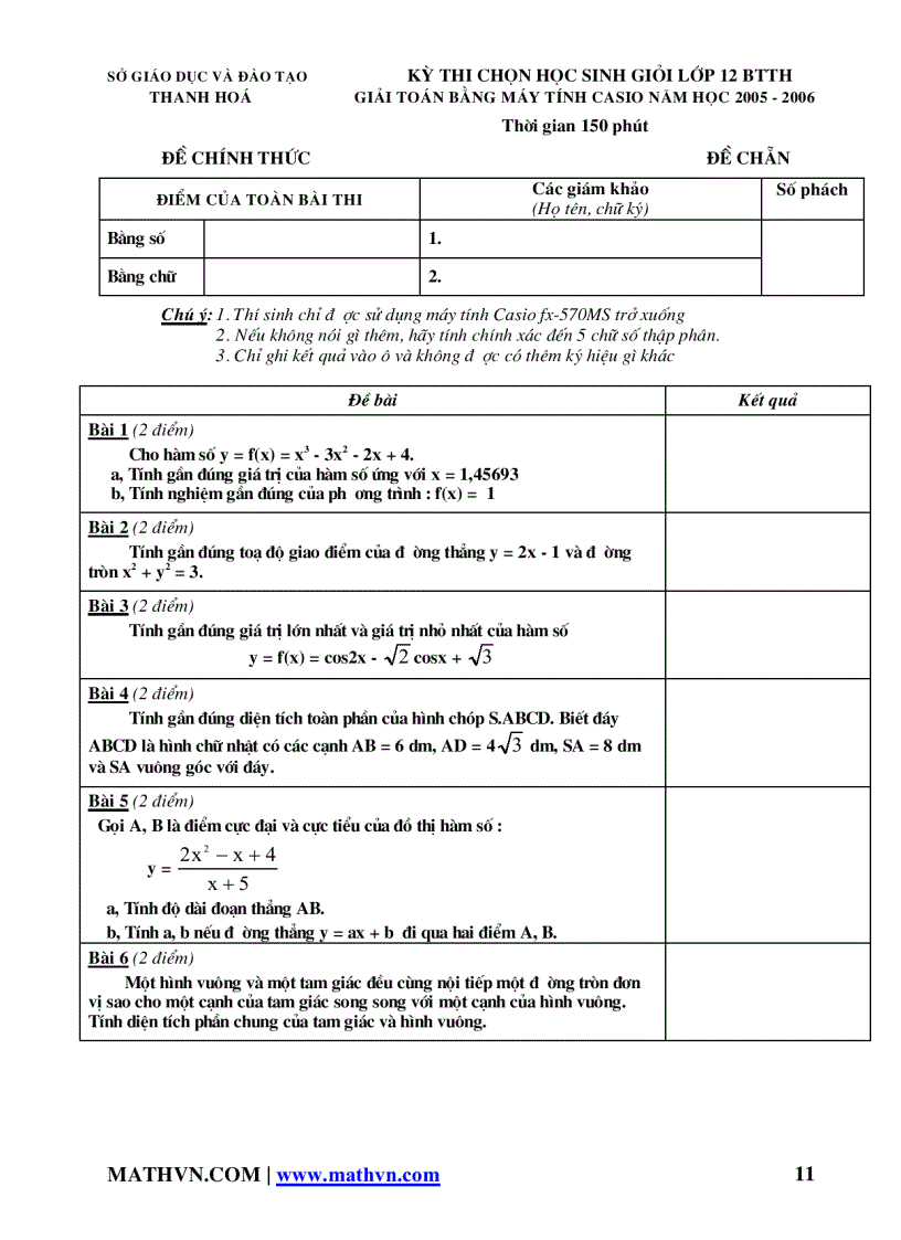 image for page ĐỀ THI Giải toán trên máy tính bỏ túi khối 9