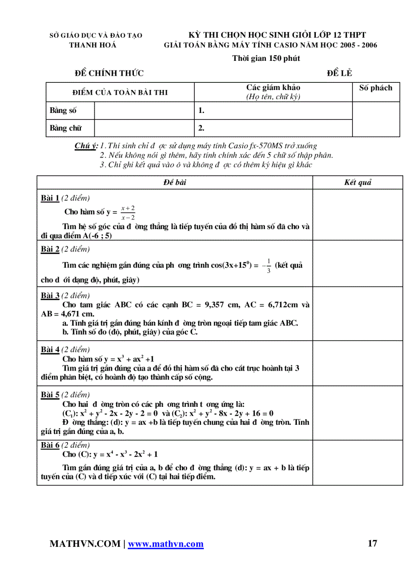 image for page ĐỀ THI Giải toán trên máy tính bỏ túi khối 9