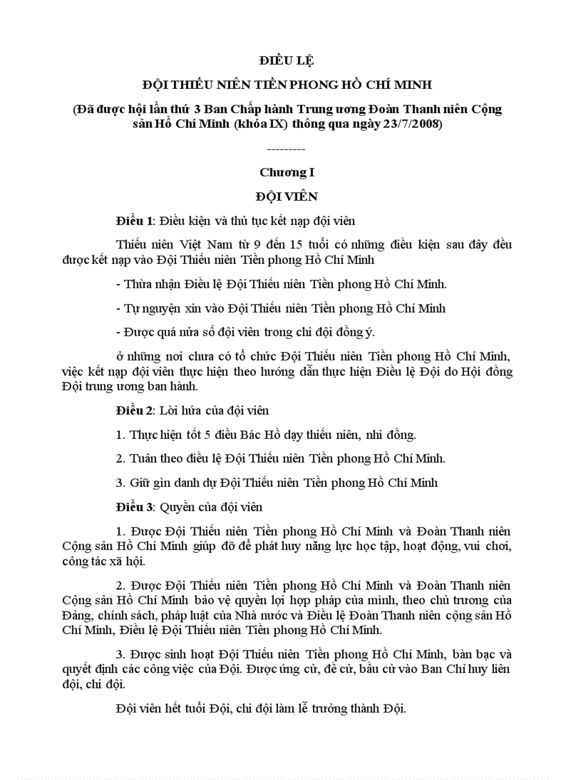 image for page Điều lệ Đội