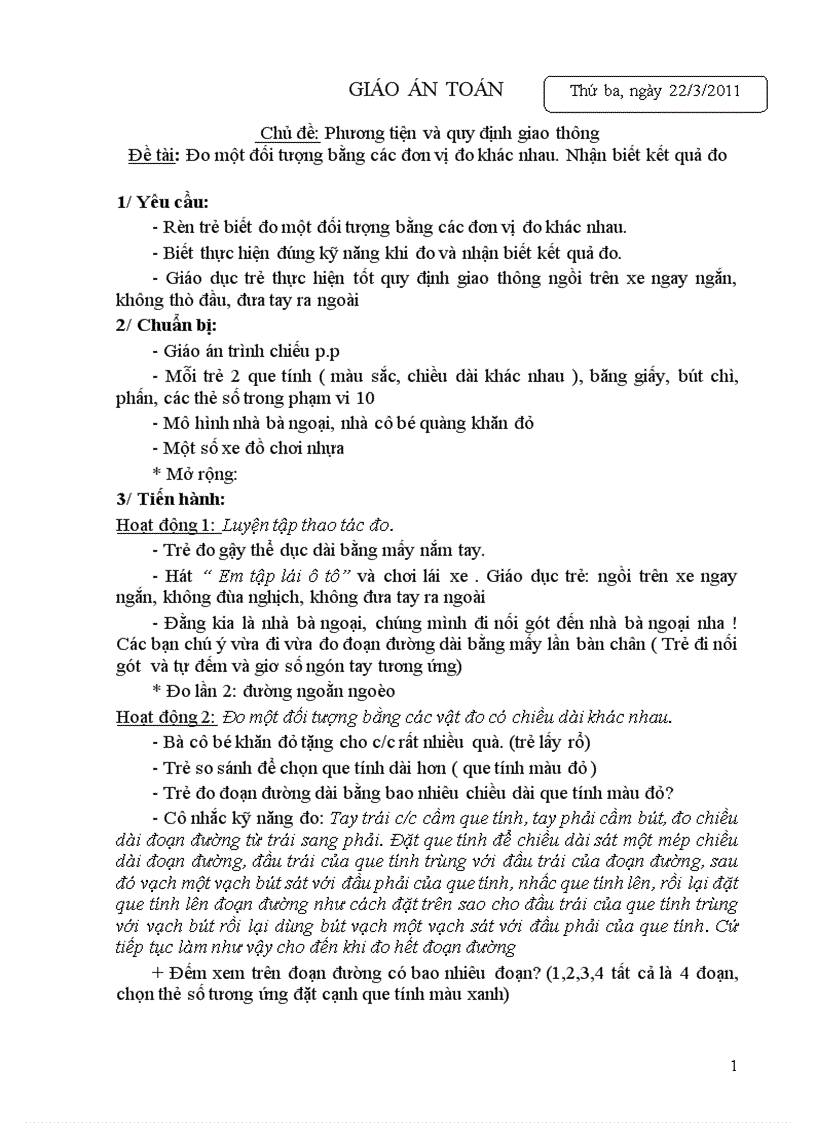 image for page Đo độ dài 1 đối tượng bằng các đơn vị đo khác nhau