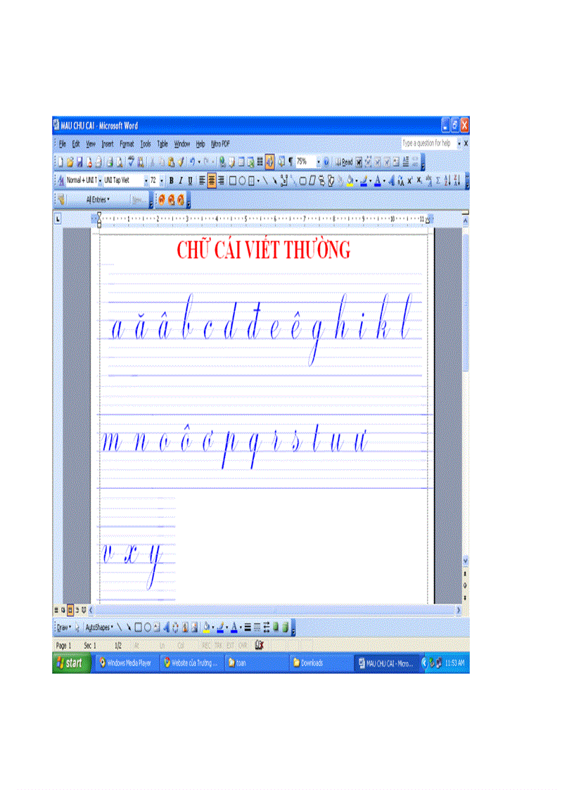 Font chữ tiểu học