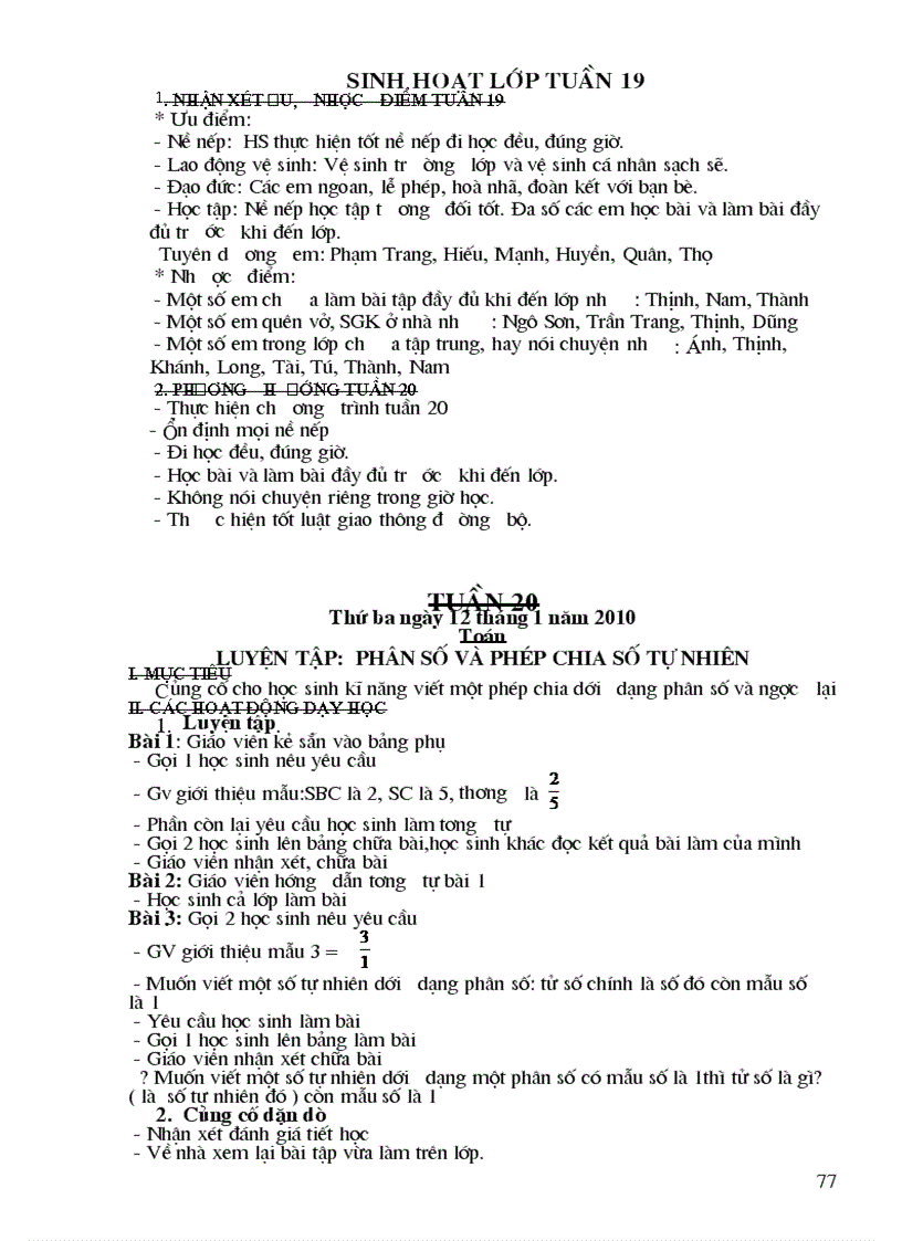 image for page GA Toán Buổi 2 Tuần 20 Lớp 4 2009 2010