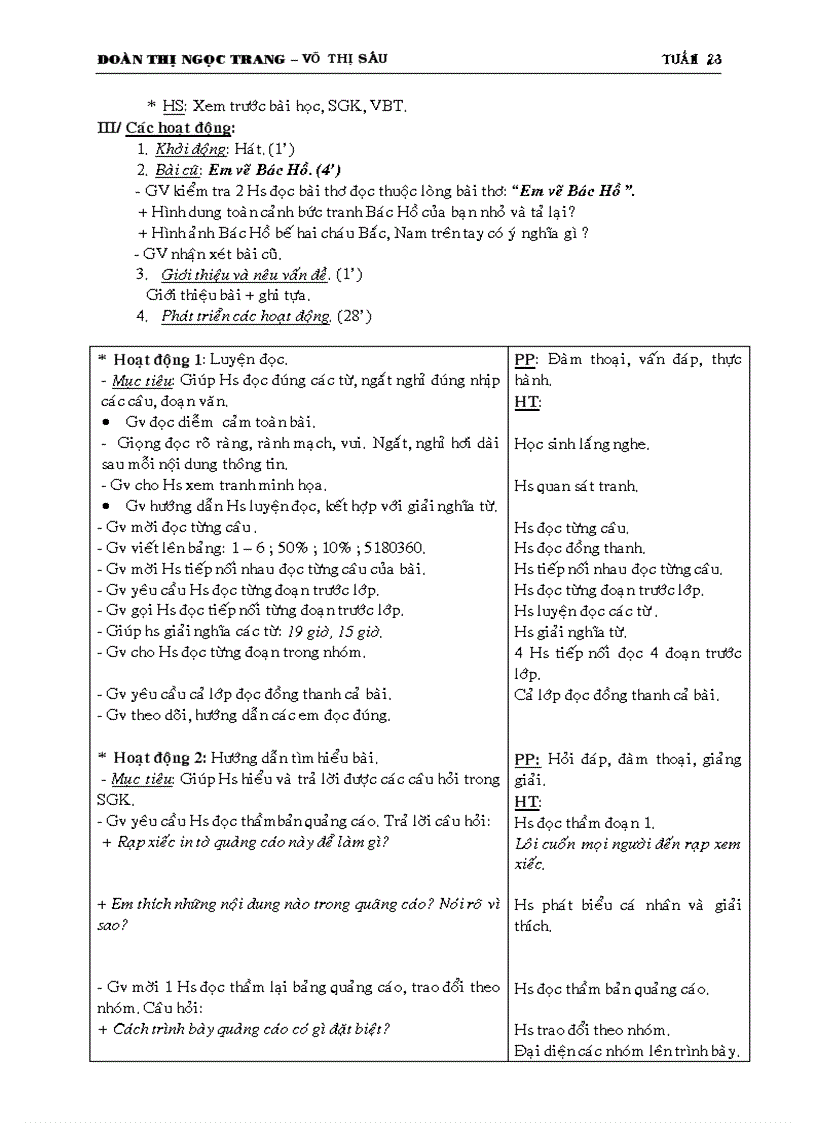 image for page Giáo án 3 Tuần 23