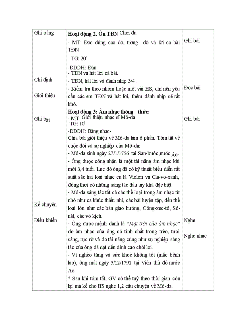 image for page Giáo án Âm nhạc 6