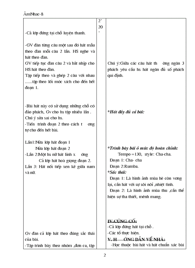 image for page Giáo án Âm nhạc 8