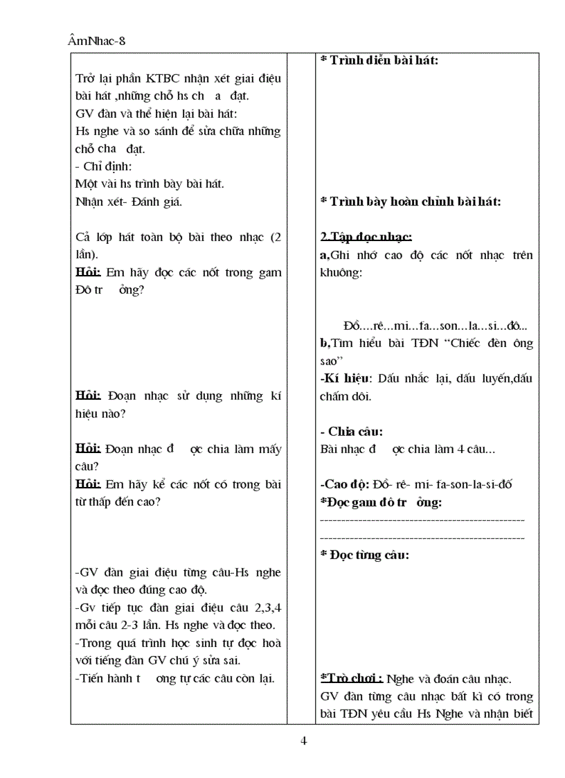 image for page Giáo án Âm nhạc 8