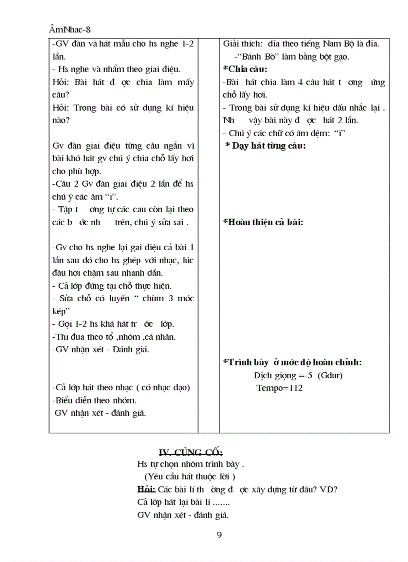 image for page Giáo án Âm nhạc 8