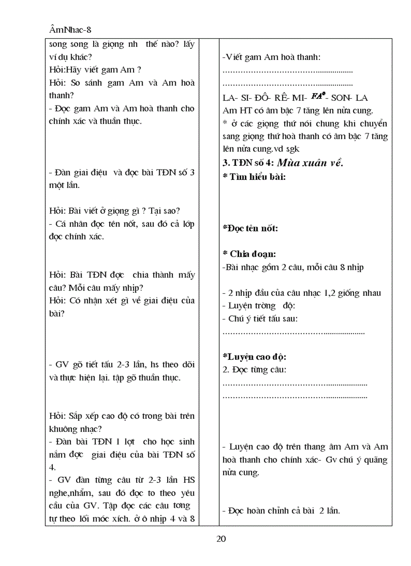 image for page Giáo án Âm nhạc 8