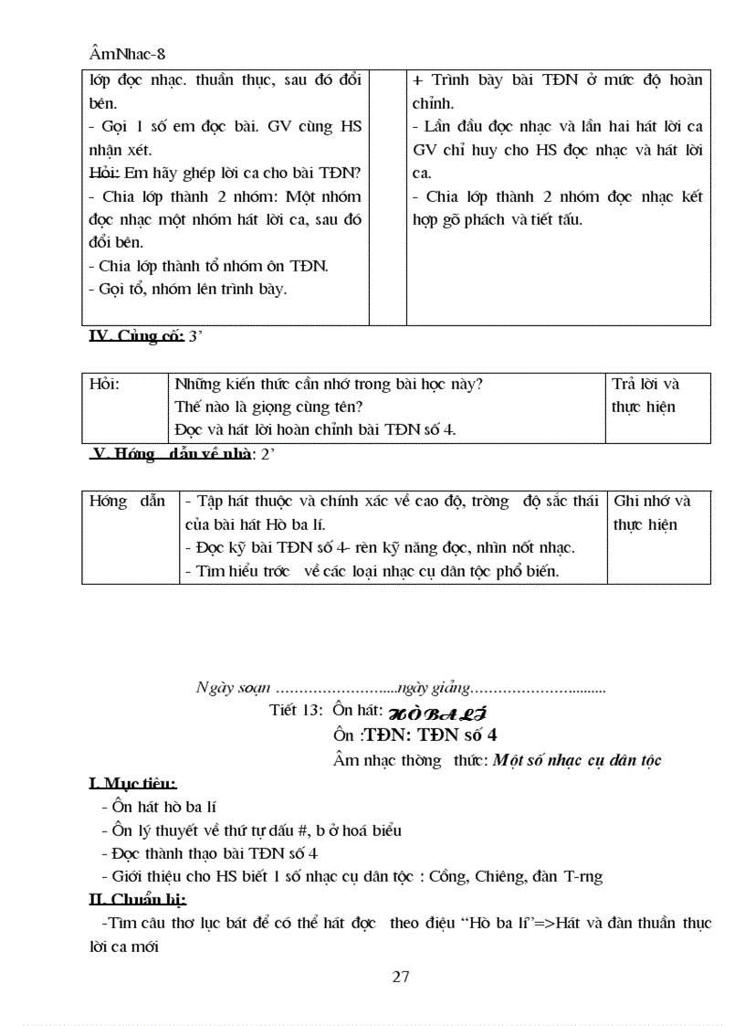 image for page Giáo án Âm nhạc 8