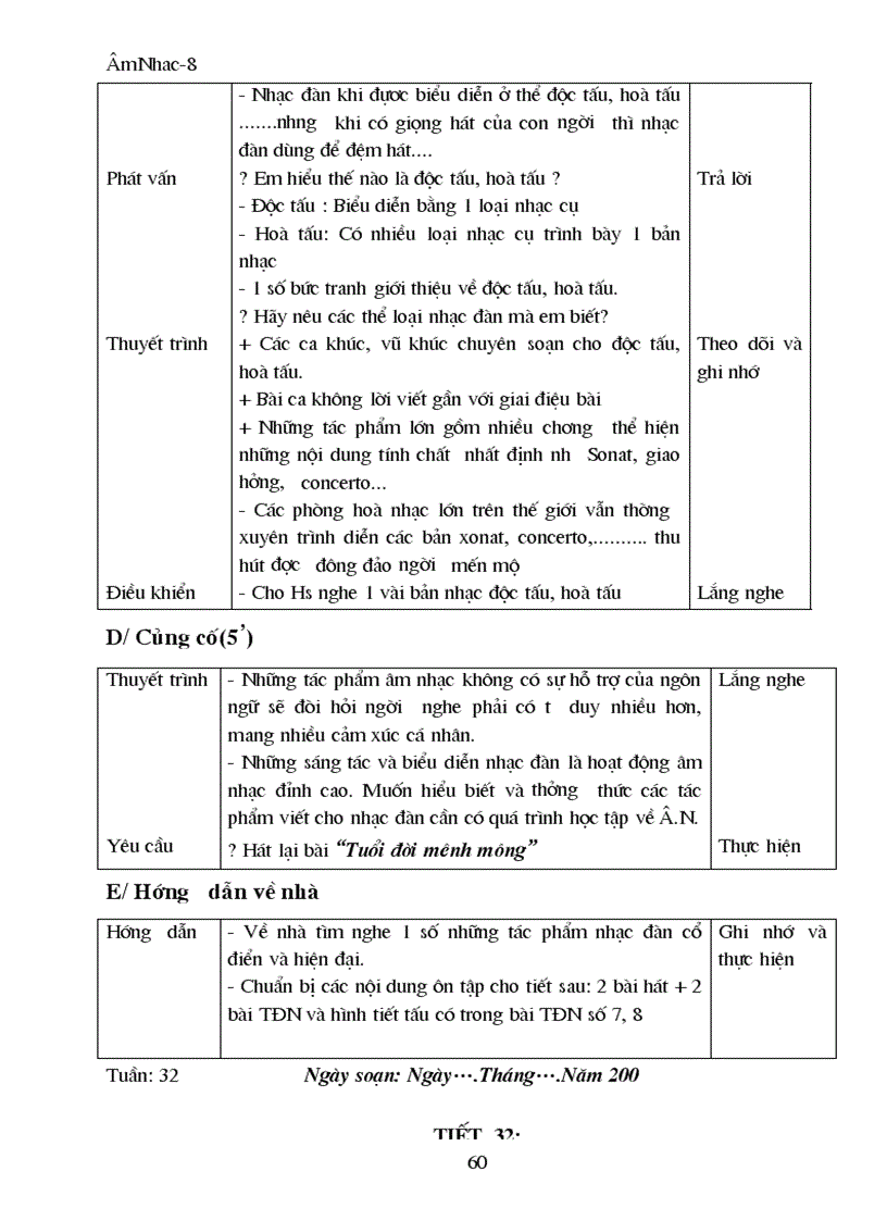 image for page Giáo án Âm nhạc 8