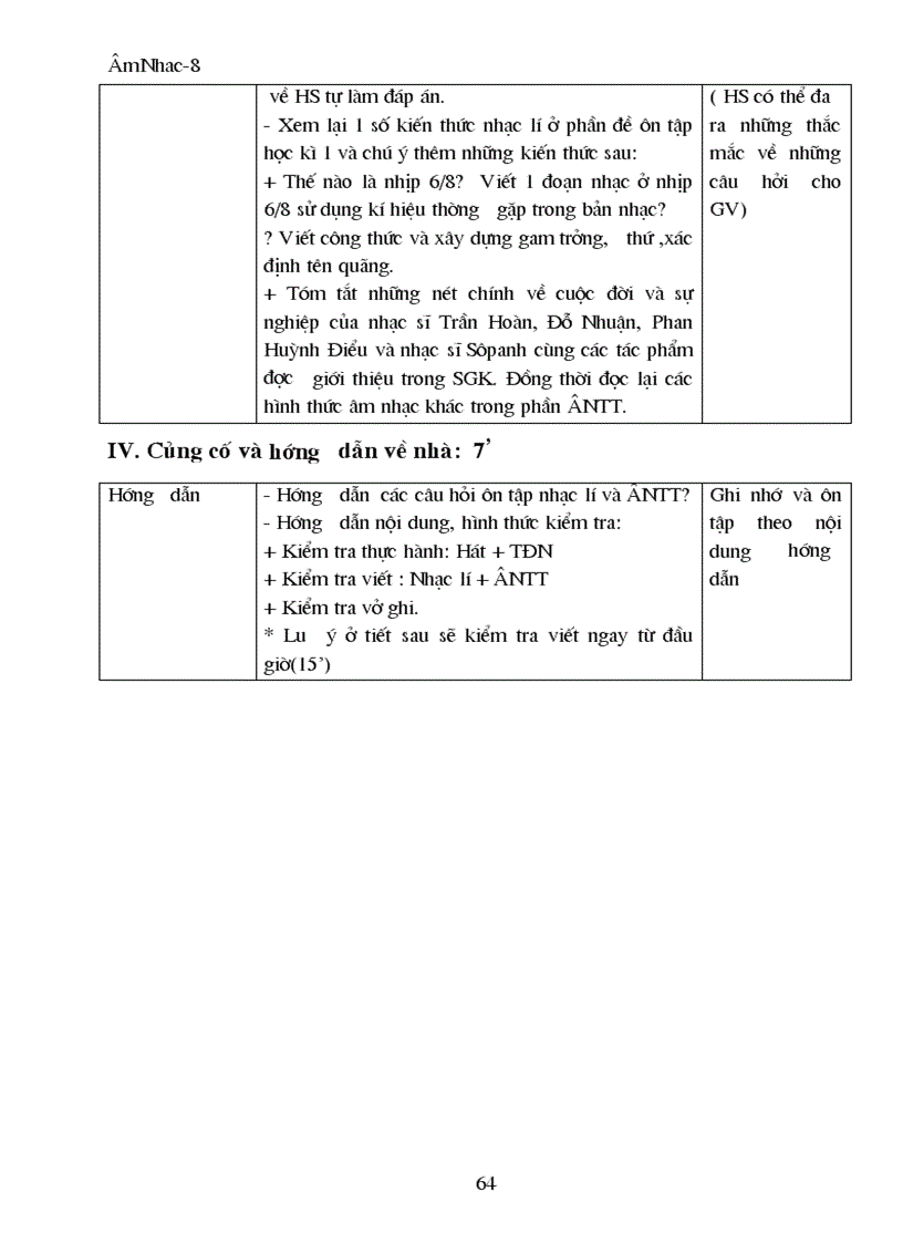 image for page Giáo án Âm nhạc 8