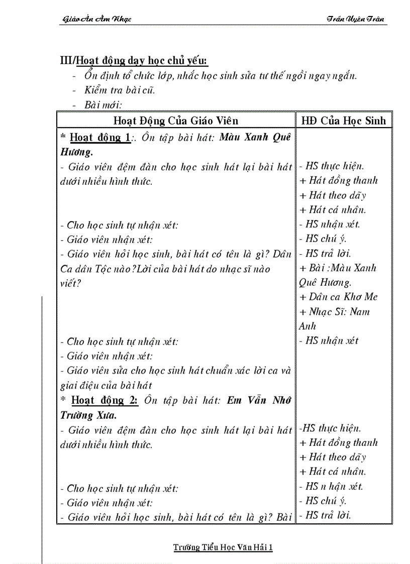 image for page Giáo Án Âm Nhạc Lớp 5