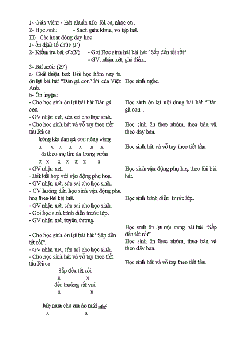 image for page Giáo án âm nhạc ôn lớp 1