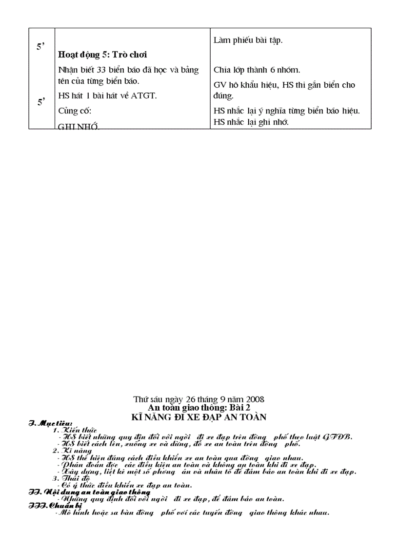 image for page Giáo án an toàn giao thông lớp 5 năm học 2010 2011