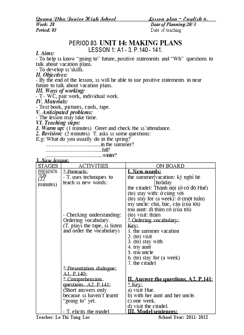 image for page Giao an anh 6 unit 14