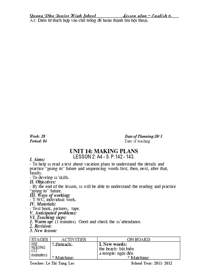 image for page Giao an anh 6 unit 14