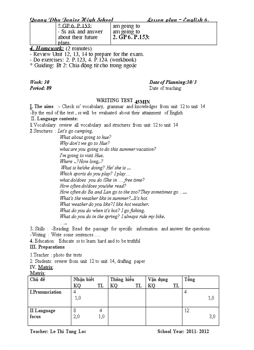 image for page Giao an anh 6 unit 14