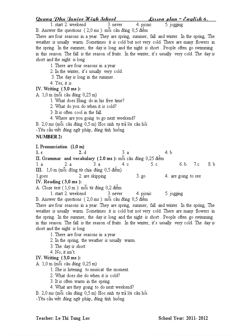 image for page Giao an anh 6 unit 14