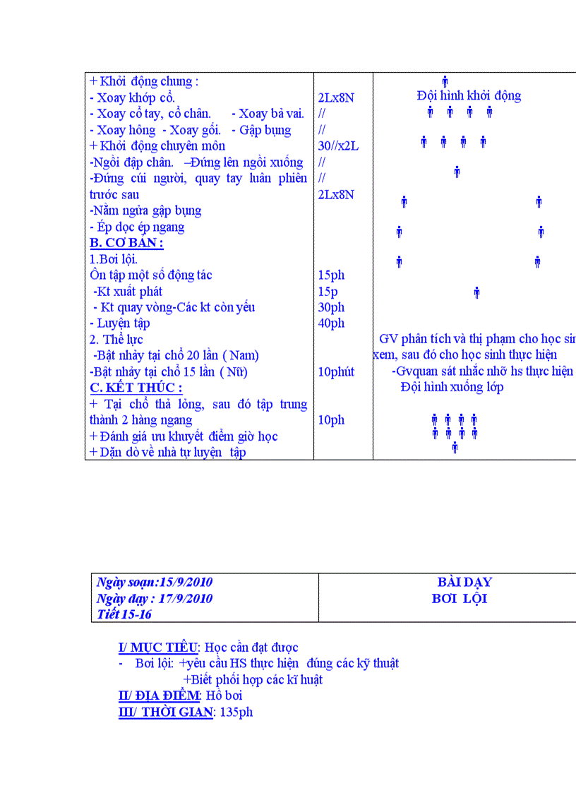 image for page Giáo án bồi dưỡng môn bơi