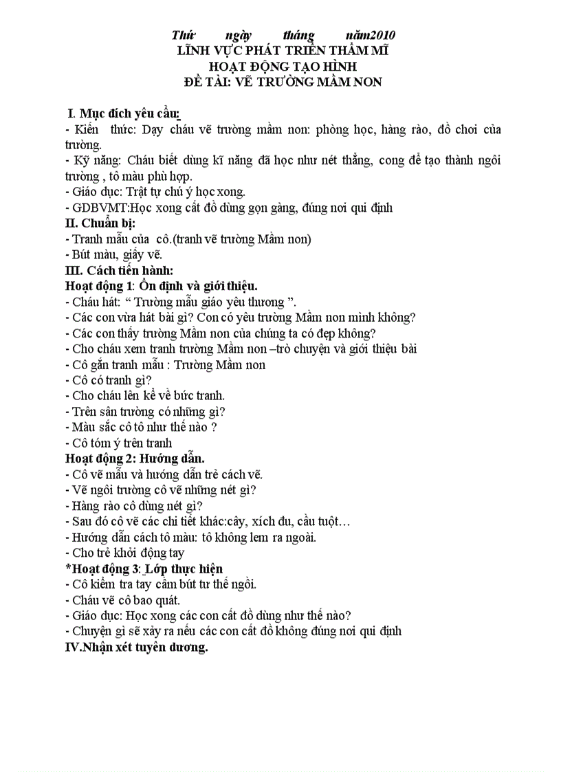 image for page Giáo án CĐ trường mầm non chương trình mới