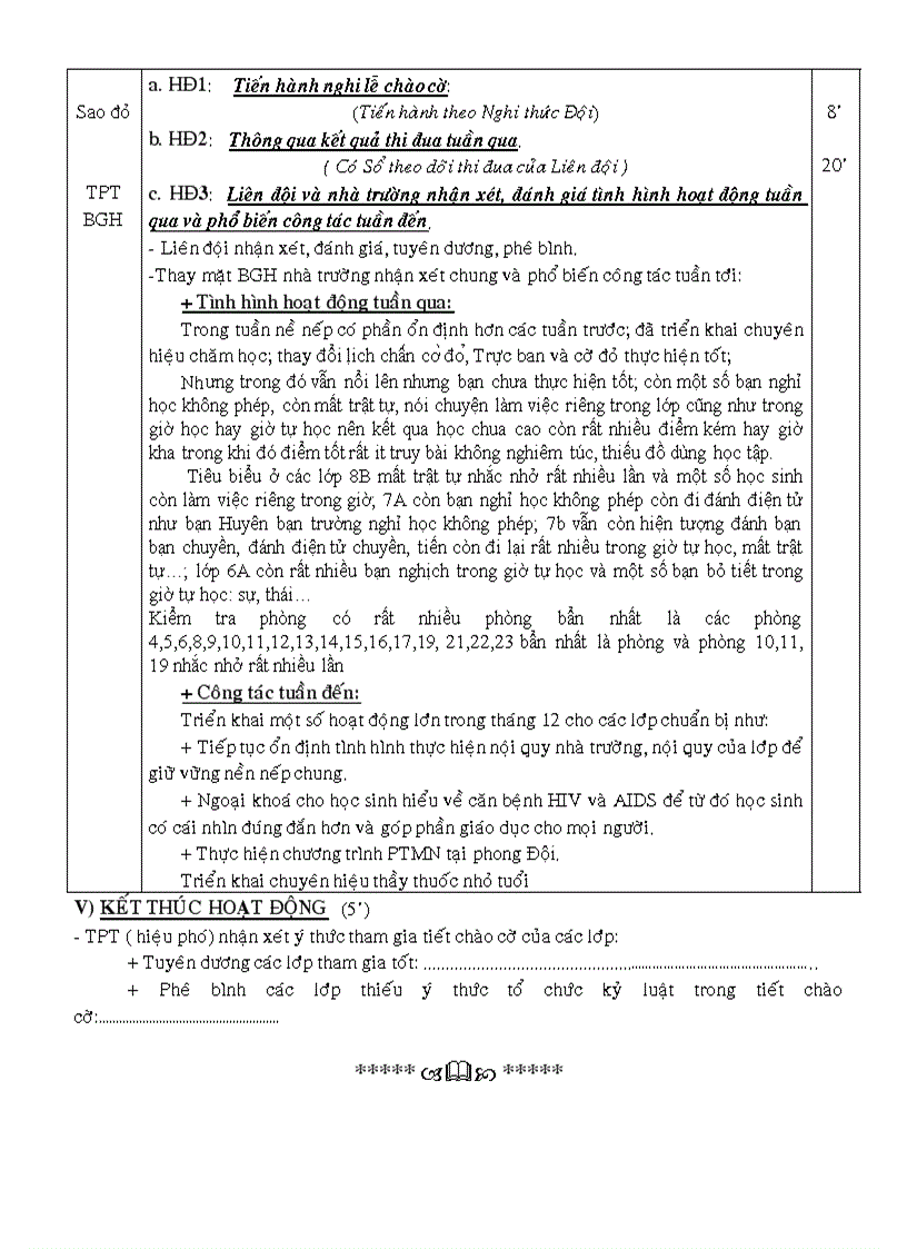 Giáo án chào cờ tháng 12