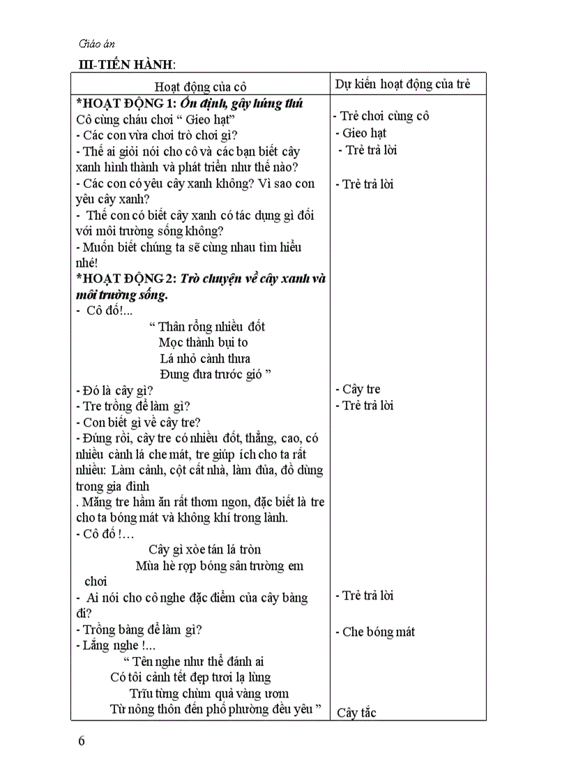 image for page Giao an chu de cay xanh