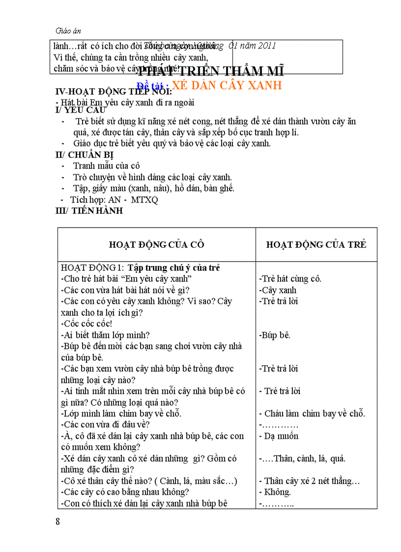 image for page Giao an chu de cay xanh