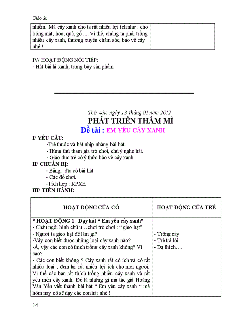 image for page Giao an chu de cay xanh