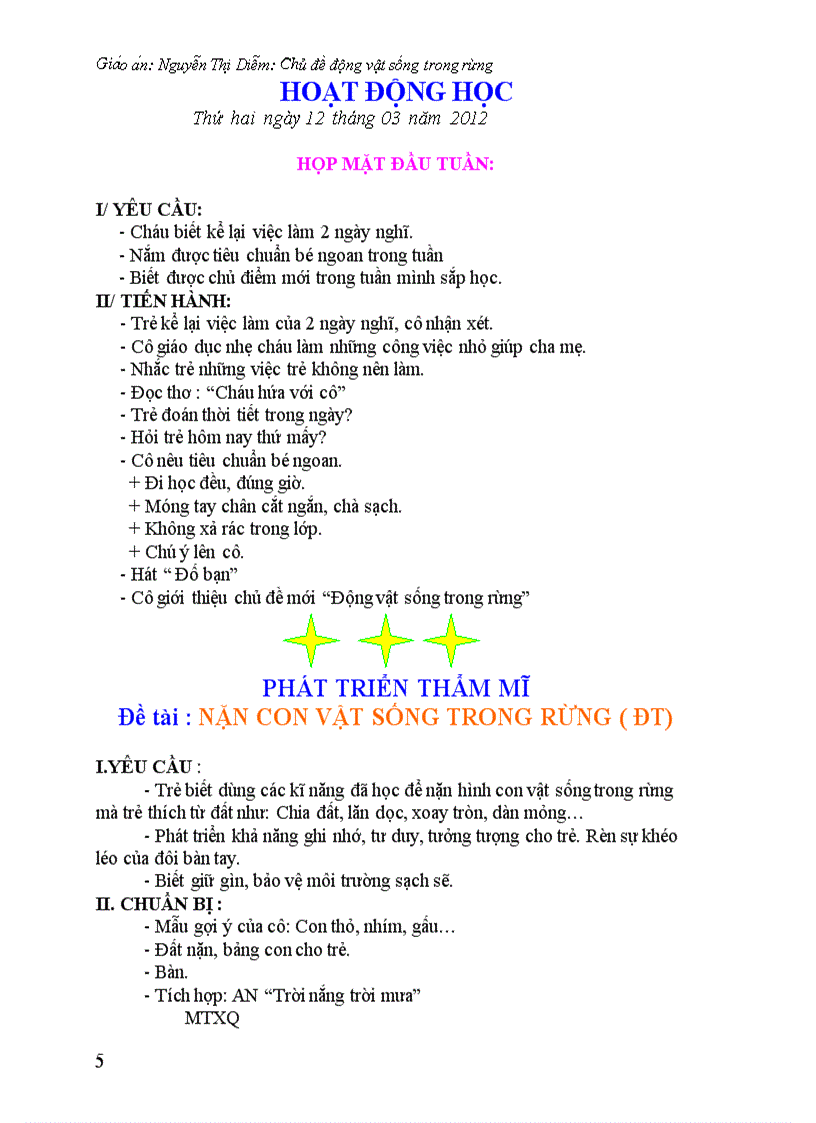 image for page Giao an chu de dong vat song trong rung