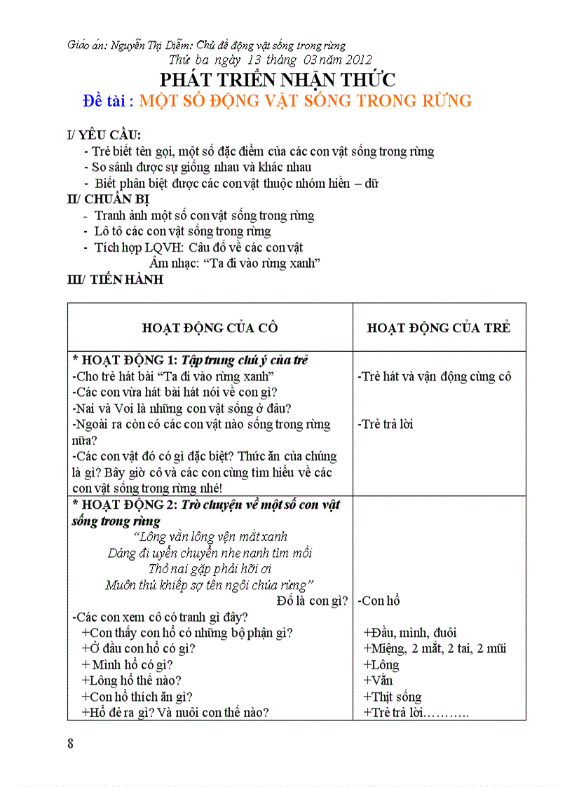 image for page Giao an chu de dong vat song trong rung