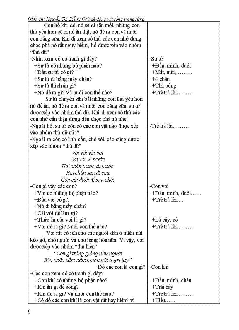 image for page Giao an chu de dong vat song trong rung