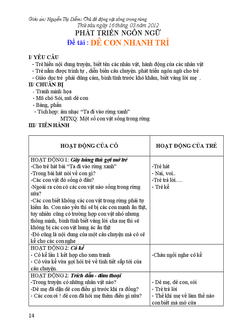 image for page Giao an chu de dong vat song trong rung