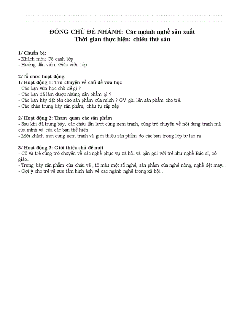 image for page Giáo án chủ đề ngành nghề