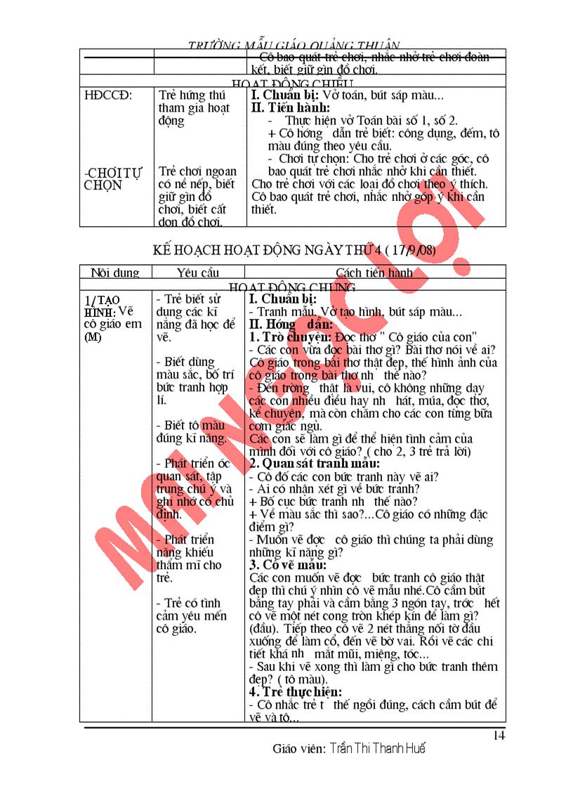 image for page Giáo án Chủ điểm trường MN