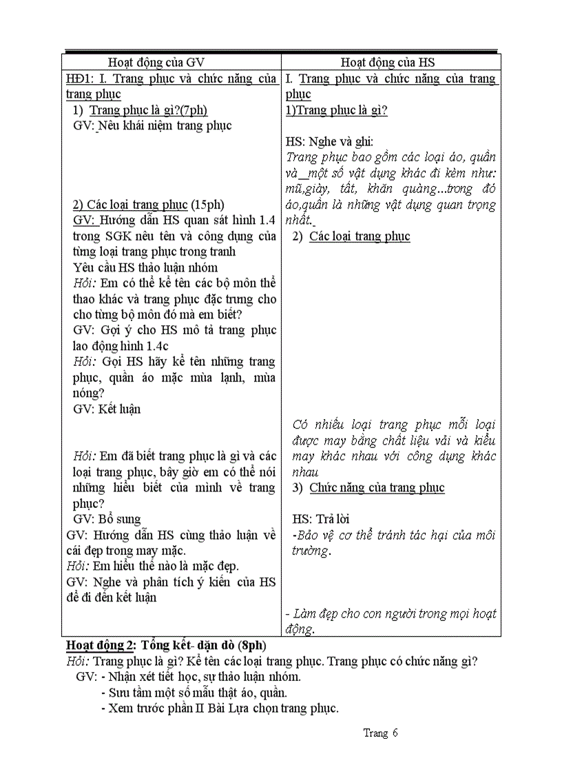 image for page Giáo án công nghệ 6 theo chuẩn kỹ năng kiến thức 2010