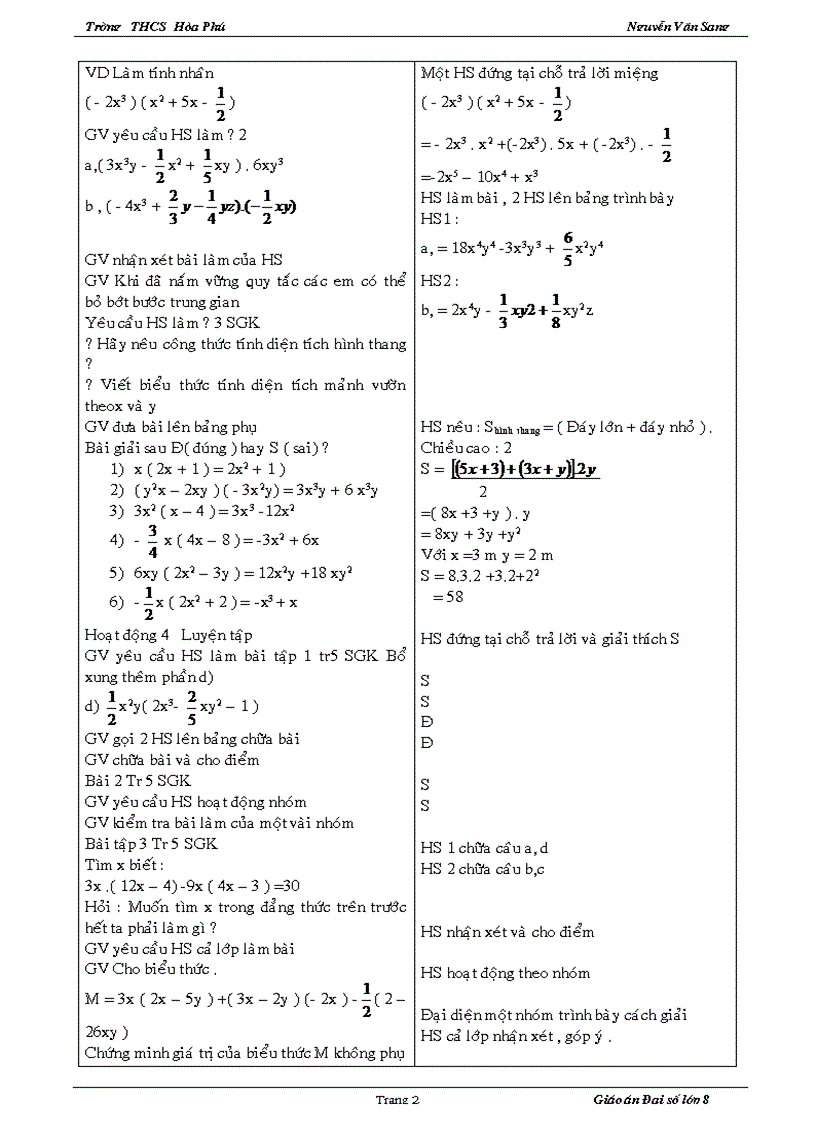 Giáo án Đai số 8