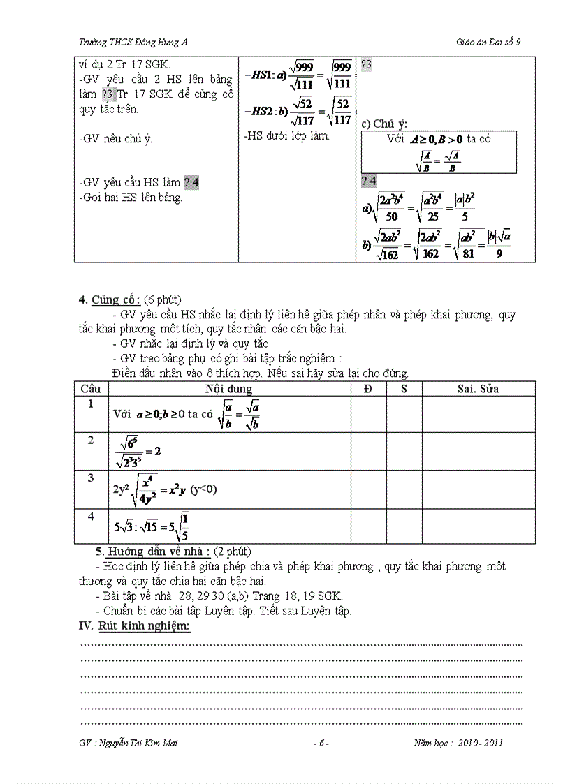 image for page Giáo án Đại số 9 Chương I đúng chuẩn 100