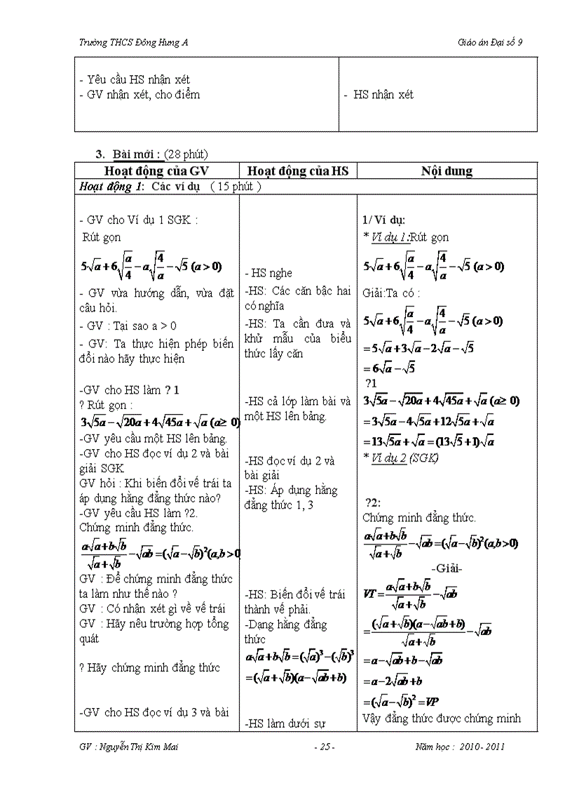 image for page Giáo án Đại số 9 Chương I đúng chuẩn 100