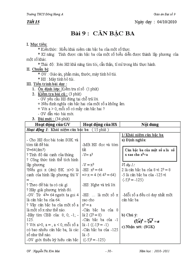 image for page Giáo án Đại số 9 Chương I đúng chuẩn 100