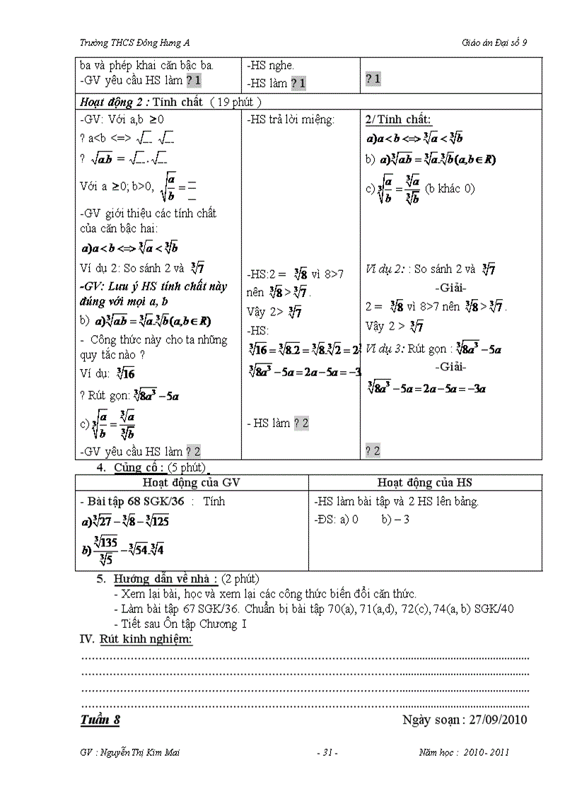 image for page Giáo án Đại số 9 Chương I đúng chuẩn 100