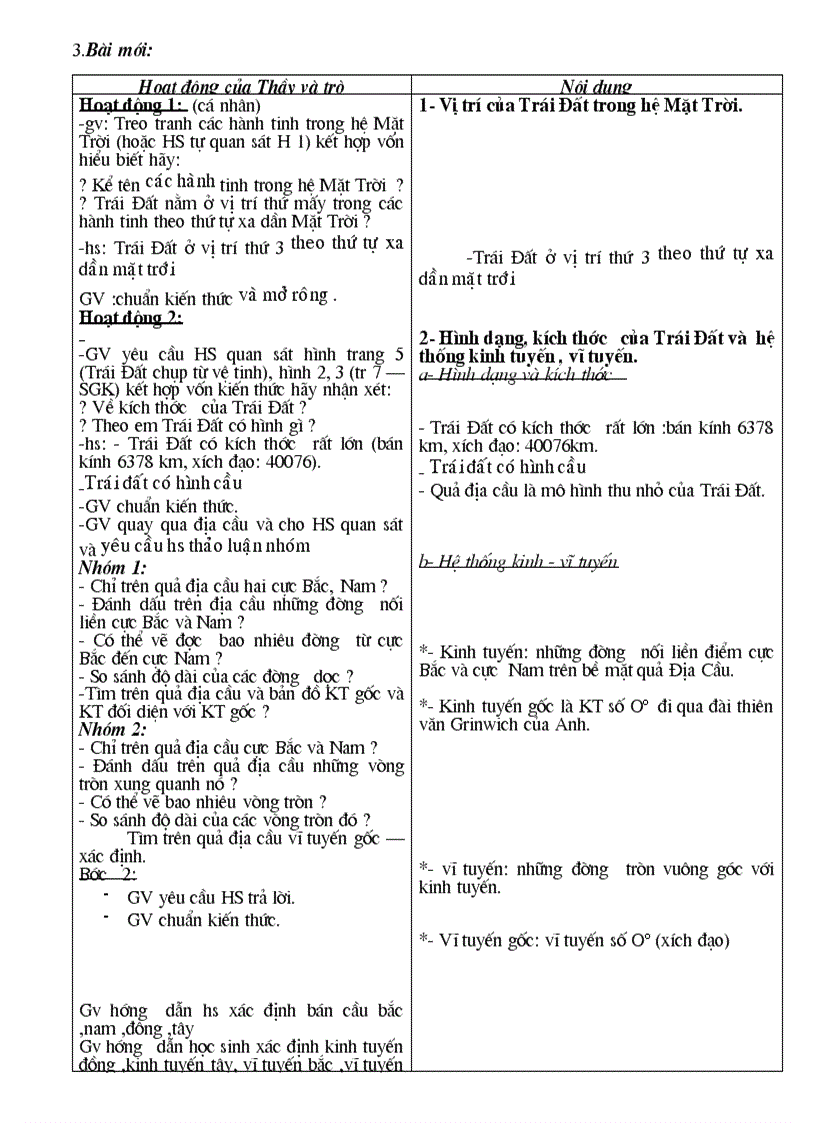 image for page Giáo án địa 6 từ tiết 1 11 soạn theo chuẩn KT KN