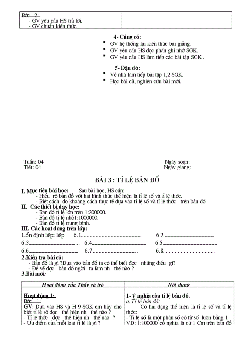 image for page Giáo án địa 6 từ tiết 1 11 soạn theo chuẩn KT KN