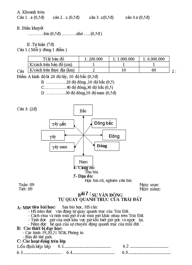 image for page Giáo án địa 6 từ tiết 1 11 soạn theo chuẩn KT KN