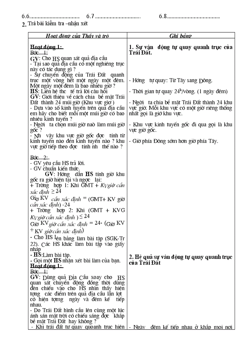 image for page Giáo án địa 6 từ tiết 1 11 soạn theo chuẩn KT KN