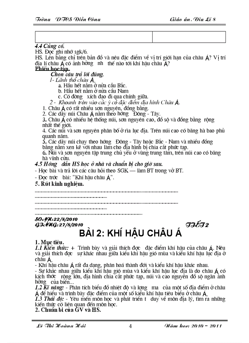 Giao án địa 8 năm 2010 2011