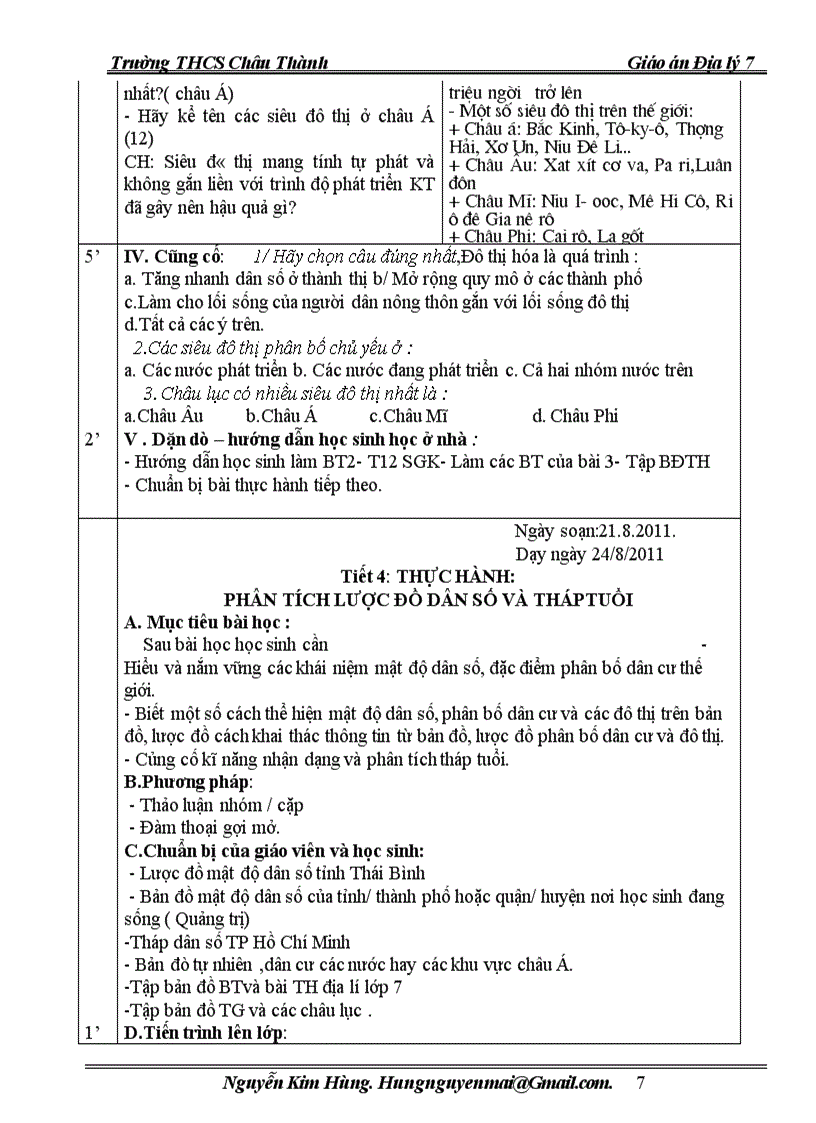 image for page Giáo án địalí 7 chuẩn kiến thức