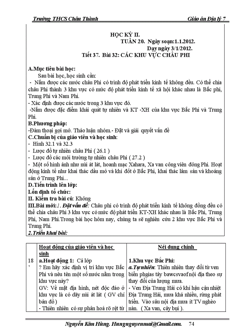 image for page Giáo án địalí 7 chuẩn kiến thức