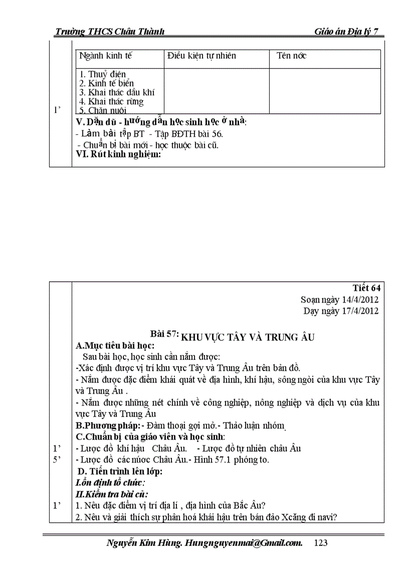 image for page Giáo án địalí 7 chuẩn kiến thức