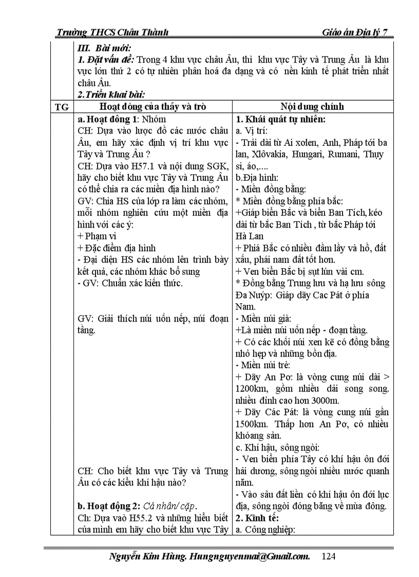 image for page Giáo án địalí 7 chuẩn kiến thức